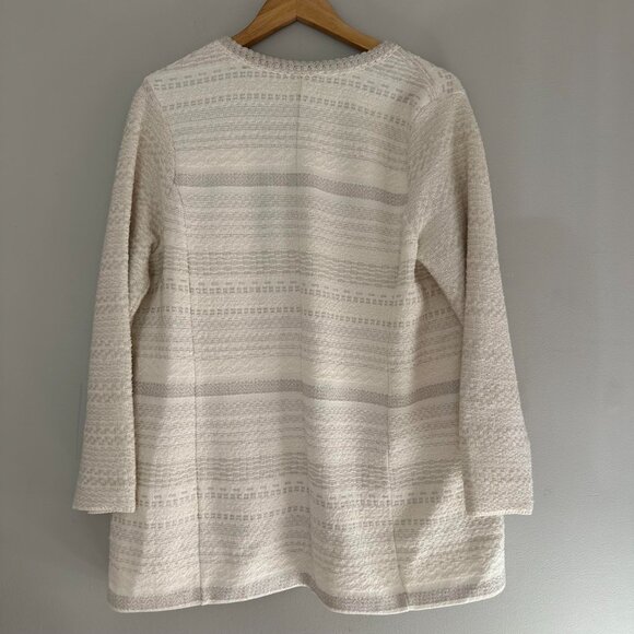 Talbots Metallic Stripe Textured Knit Open Front Cardigan Sweater - Petite Large - Picture 6 of 8